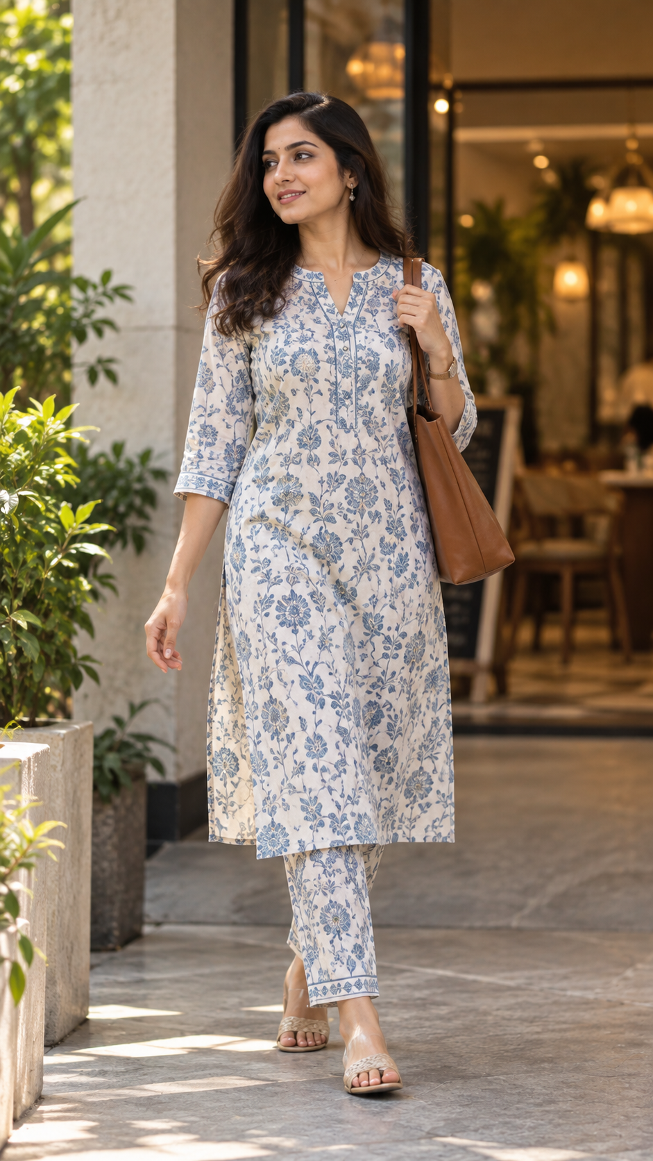 Example output for: Create a candid lifestyle fashion photo from a garment image